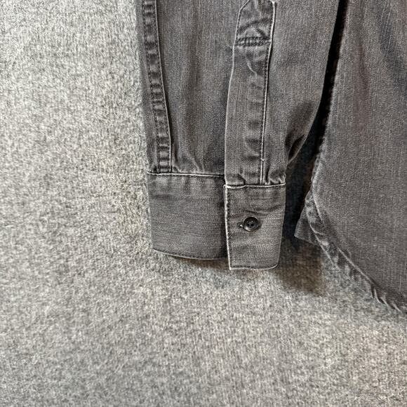 AllSaints Denim Shirt Mens XS Corduroy Collar Gray Flap Pockets Nice Fade - Picture 11 of 14